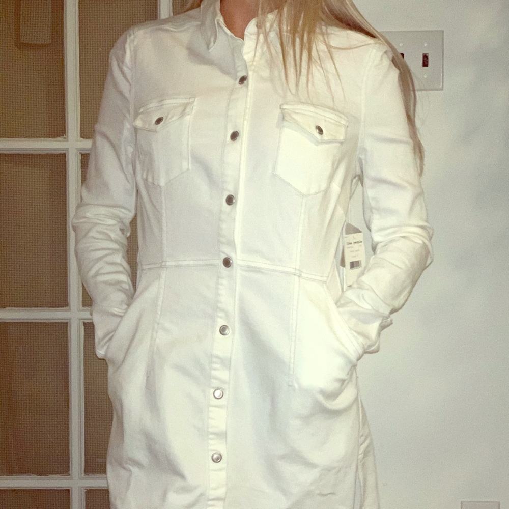 Free people white jean jacket dress